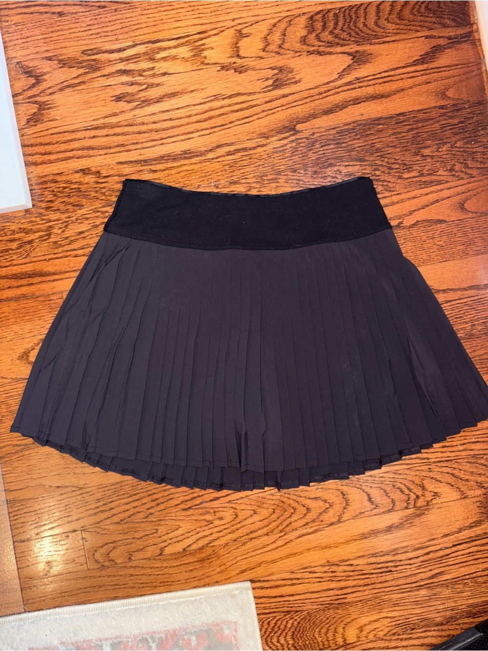 Black Pleated Mini Skirt with Elastic Waistband